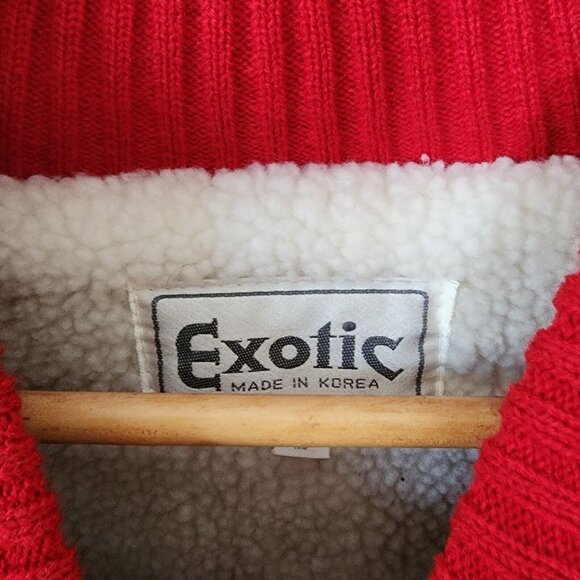 Vintage 80s Red Womens Exotic Fringe Button Down Cardigan Floral Sweater Small - Picture 5 of 7